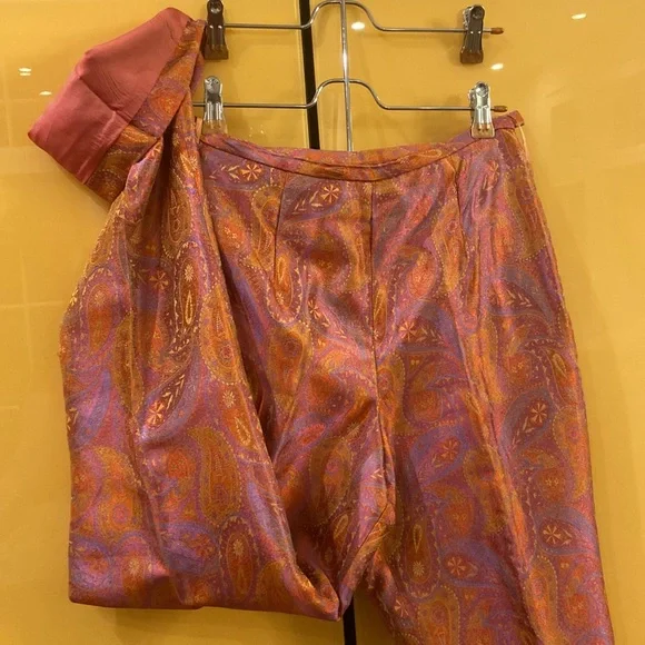 Vintage ( 1990s) Kay Unger elegant paisley pink/orange pants-#pleated - Picture 5 of 6